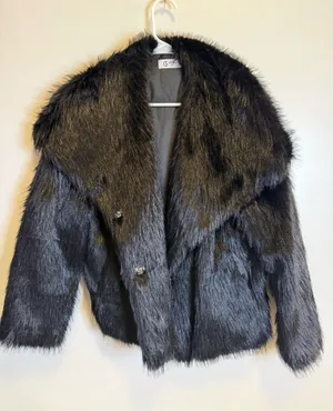 Black fox fur jacket thumbnail 1