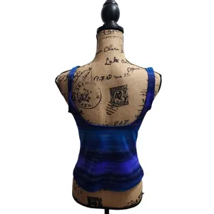 Longitude Top Womens Size 12 Blue Gradient Sleeveless Square Neck Coastal Retro‎ thumbnail 2