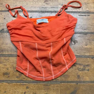 Urban Outfitters Orange Mesh Corset Cami Top Cowl Neck Contrast Stitch‎ Small thumbnail 2