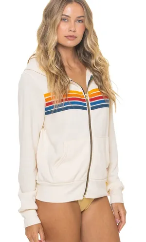 Aviator Nation 5 Stripe Hoodie - Vintage White thumbnail 1