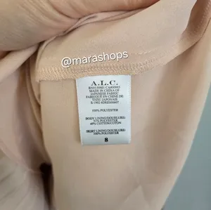 A.L.C. Pink Rose Gold Aurora Pleated One Shoulder Midi Dress thumbnail 8