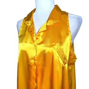 Vintage Stefanie Lingerie Slip‎ Dress L Chemise Button Golden Yellow Hong Kong thumbnail 4