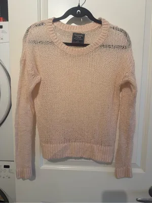 Abercrombie & Fitch Pale Pink Open-Knit Crewneck Sweater thumbnail 2