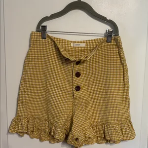 CAPULET Preppy Schoolgirl High Waist yellow Gingham Shorts thumbnail 2