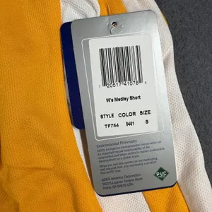 Asics Medley Running Shorts Womens Small Yellow Drawstring Liner NWT TF754-0401 thumbnail 5
