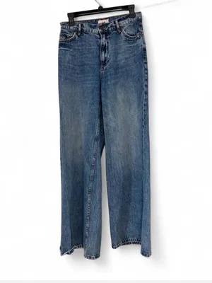 High-Rise Wide-Leg Women's Jeans in Medium Blue size 27 thumbnail 6