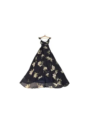 Lulus All Mine Wrap Maxi Dress XXS Navy Blue Floral High Slit Wedding Guest NWT thumbnail 8