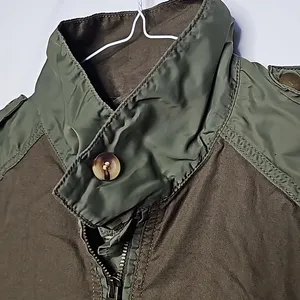 Lucky Brand military style army green zip up warm utility jacket sz Medium thumbnail 6