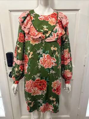 Farm Rio by Antropologie Floral Print Elinor Tunic Dress Size Medium thumbnail 4
