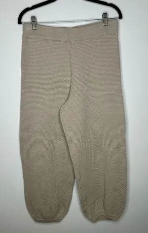 Free People Beach Knit Hailee Barrel Leg Cotton Pull on Pants Ivory size medium thumbnail 1