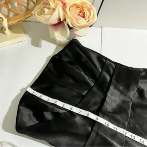 White House Black Market Black Satin Strapless Pleated Mini Dress Size 2 thumbnail 9