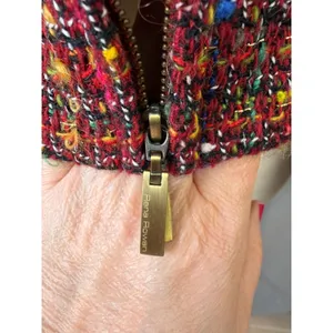 Rena‎ Rowan Textured Multicolor Tweed Zip Front Collarless Jacket Women 10 thumbnail 5