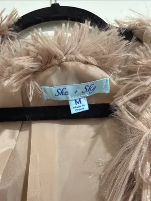 She + Sky Dusty Taupe Faux-Fur Fringe Jacket thumbnail 2