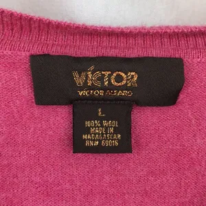 Victor Alfaro 100% Wool Pink Vintage Long Sleeve Sweater L thumbnail 6