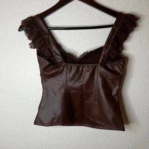 Popilush Lace Trim Sculpting Camisole Top in brown WOMENS SMALL thumbnail 5