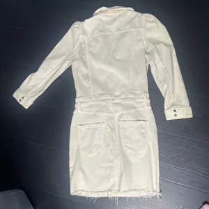 MOTHER Denim Cream Puff Shoulder‎ Raw Hem Mini Dress Long Sleeve Off White Small thumbnail 12