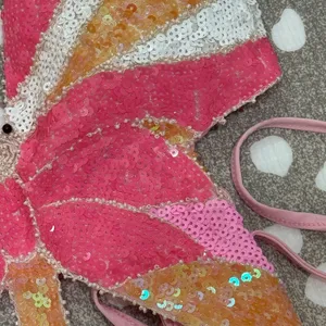 Amazon Y2K sequins butterfly crop top corset lace up adjustable colorful fairy vneck thumbnail 6
