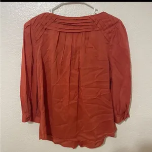 Maeve | Anthropologie Boho Nicoleta‎ Orange Ruffled Peasant Blouse size 4 thumbnail 6