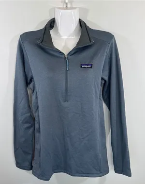 Patagonia R1 Daily Quarter-Zip Pullover Womens Medium Blue Gray Fleece Layer‎ thumbnail 1