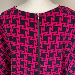 Alya Women's Geometric Dolman‎ Short Sleeve Blouse Top Zip Back Pink Black Small thumbnail 5