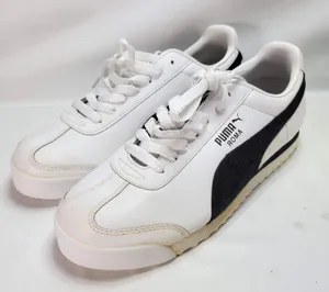 Vintage Puma Roma Leather Sneakers Y2K Hype Style Womans Size 9 White Black‎ thumbnail 1
