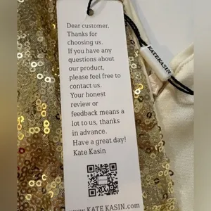 NWT Kate Kasin Gold Sequin V-Neck Formal Maxi Gown Dress Size XS US 2 thumbnail 10