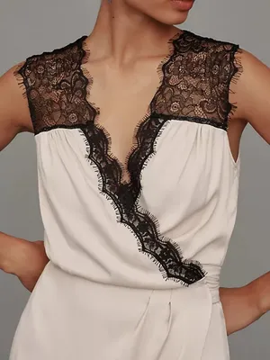 Anthropologie Sleeveless V-Neck Lace Wrap Midi Dress (New Small) thumbnail 3