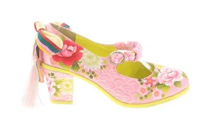 Pink Floral Mary Jane Block Heel Pumps thumbnail 1