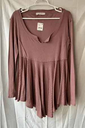 We the Free Womens Clover Split Neck Babydoll Top in Antique Oak Size Small thumbnail 1