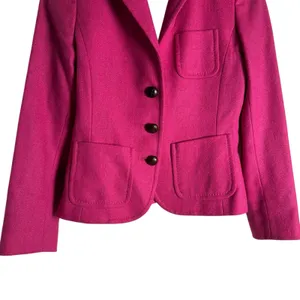 J.Crew Wool Black Jacket Blazer Robert Noble Scottish Cloth Hot Pink Sz 0 thumbnail 3