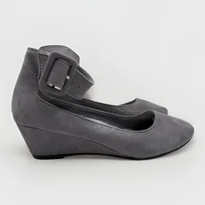 DexFlex Comfort‎ J. Renee Gray Faux Suede Wedge Strap Heels Women's 6.5 EU 38 thumbnail 2