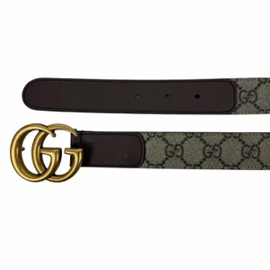 Gucci Canvas Monogram GG Buckle Supreme Leather Belt Brown Size 85cm/34" thumbnail 6