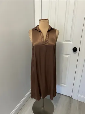 Nation Ltd Brown Satin Sleeveless Dress thumbnail 2
