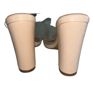 Only Maker Nude Clear Double Strap Block‎ Heel Mules Sandals Size 39 Tan thumbnail 4