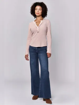 Dear John Sepia Rose Waffle Henley Long Sleeve Top Size Small thumbnail 7