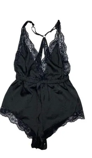 New Fox Royal Slinky Romper Black Womens Size XXS (12) Sexy Lace Strap Sleepwear thumbnail 4