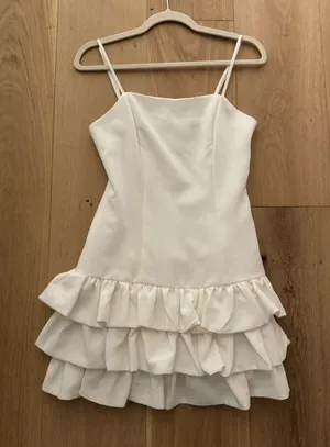 Do + Be White Tiered Ruffle Mini Dress thumbnail 1
