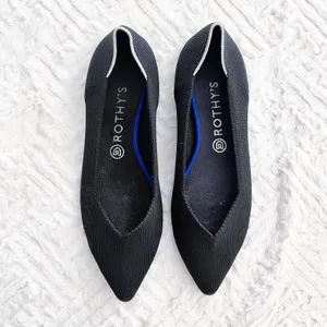 Rothy’s The Point Black Knit Flats Sustainable Washable thumbnail 2