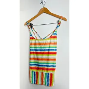 Kim Rogers Rainbow Stripe‎ Tankini Swim Top Multicolor Size Large Adjustable thumbnail 4
