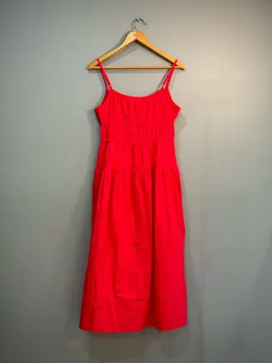 Red Sim & Sam Milkmaid Midi Sundress Size M EUC thumbnail 5