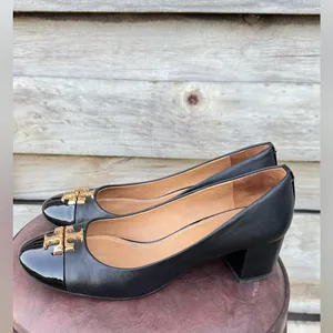 Tory Burch Black Flats with Gold Emblem thumbnail 2
