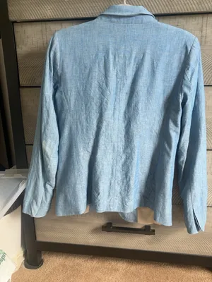 LOFT Light Blue Cotton Linen Blend Blazer Jacket Size 2 thumbnail 3