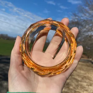 Vintage 60s Chunky Faceted Acrylic Bangle Bracelet thumbnail 5