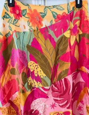 Farm Rio Satin Slip A-Line Floral Maxi Skirt, Size S thumbnail 9