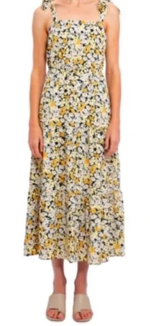 Social Standard by Sanctuary Tiered Yellow Floral Long Dress Smocked Back XL thumbnail 1