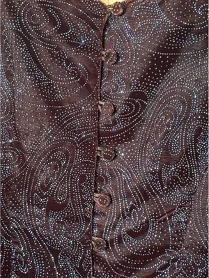 Vintage Warren Petites Black Velvet Evening Top Sparkly Paisley Pattern Small thumbnail 8