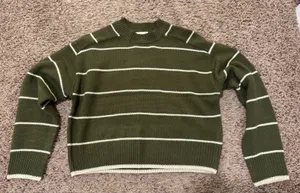 Industry Green & White Striped‎ Knit Sweater XS New Without Tags thumbnail 1