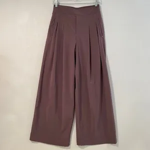 Athleta Wide Leg Pants Size 4 Mauve High Rise Travel Work Chic thumbnail 2