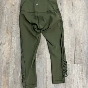 size 6 Olive Green Leggings with Mesh thumbnail 2