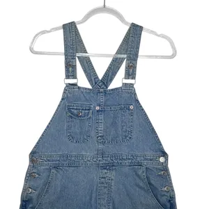 1990s Gap Denim Shortalls Overalls Light Wash Blue Made In Hong Kong Cotton M thumbnail 2